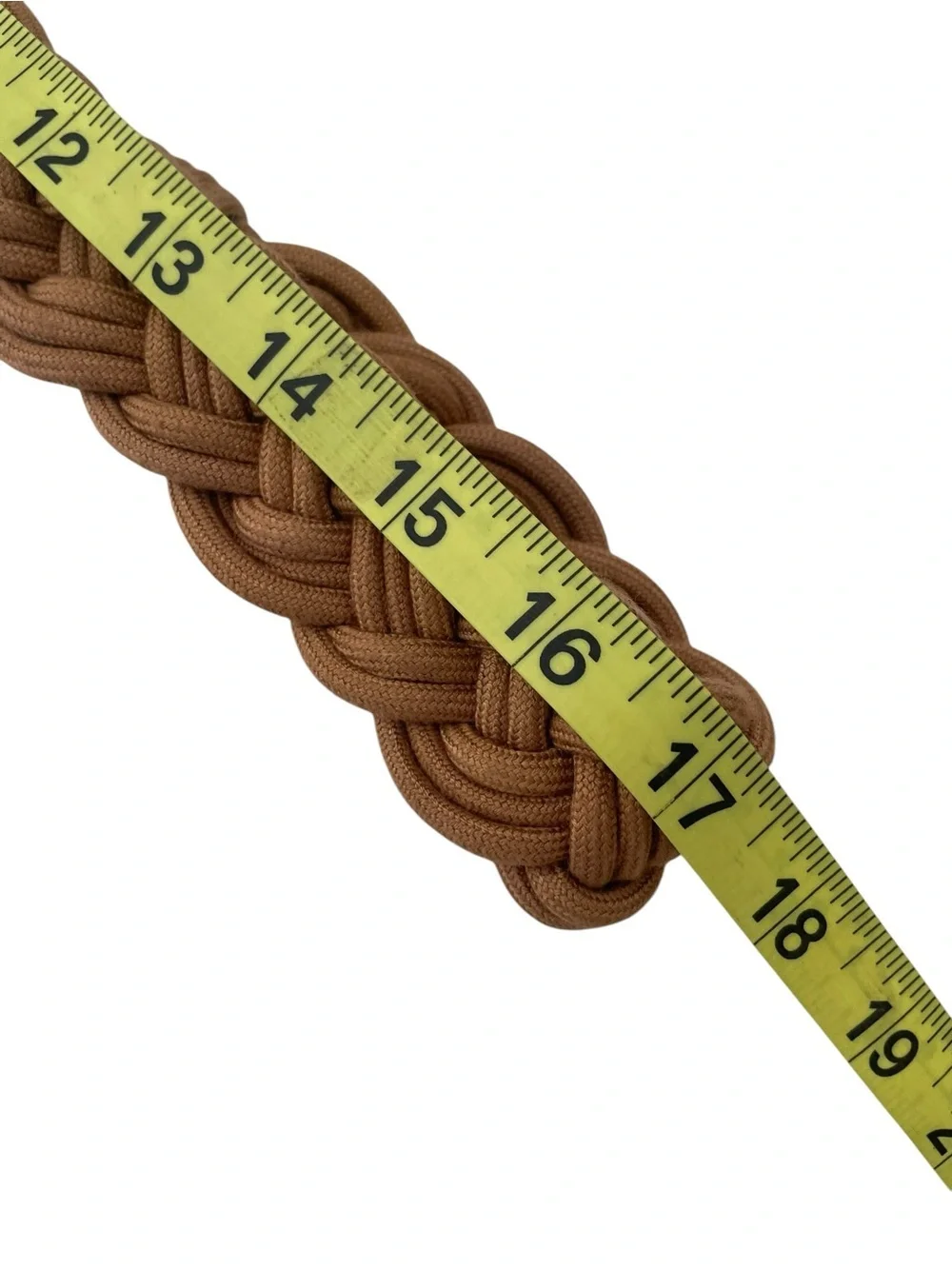 Vintage 80s Braided Cord Belt Artsy Boho Costal Large Hammered Metal Buckle Gold